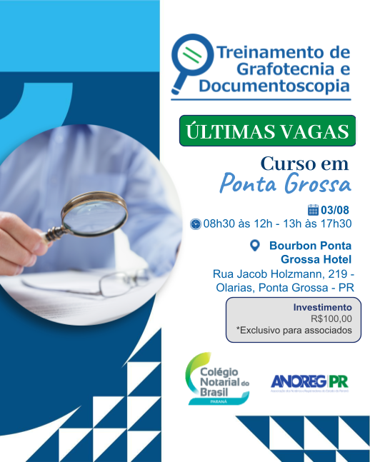 Últimos dias de inscrição para o curso de Grafotecnia e Documentoscopia em Ponta Grossa (PR)